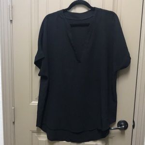 Black Crepe Popover Blouse XXL